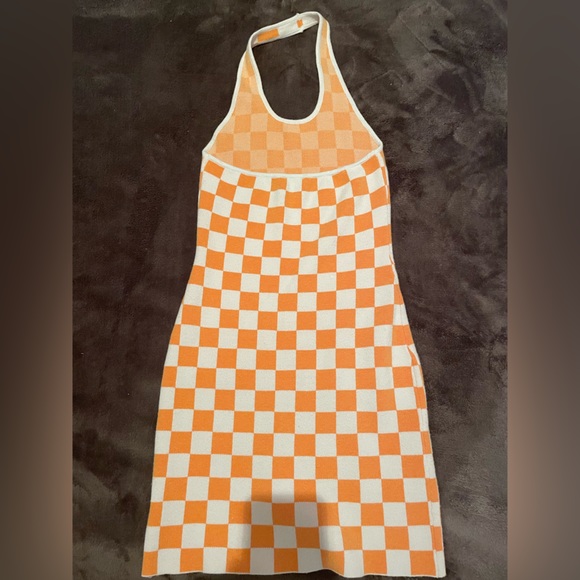 Princess Polly Orange Checkered Halter Dress - Picture 3 of 4